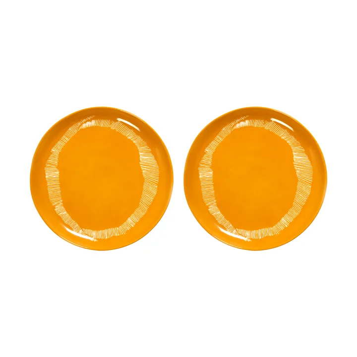 Ottolenghi Feast tallrik M Ø22,5 cm 2-pack - Yellow stripes-white - Serax