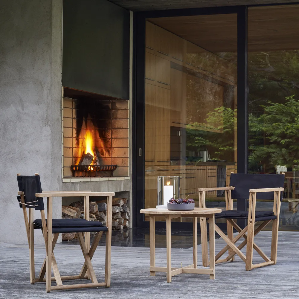 Kryss Dining karmstol, Sunbrella Heritage Leaf green, teak Skargaarden