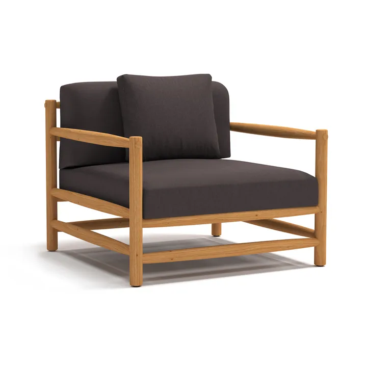 Saltholm loungefåtölj teak-gråbrun dyna - Skargaarden