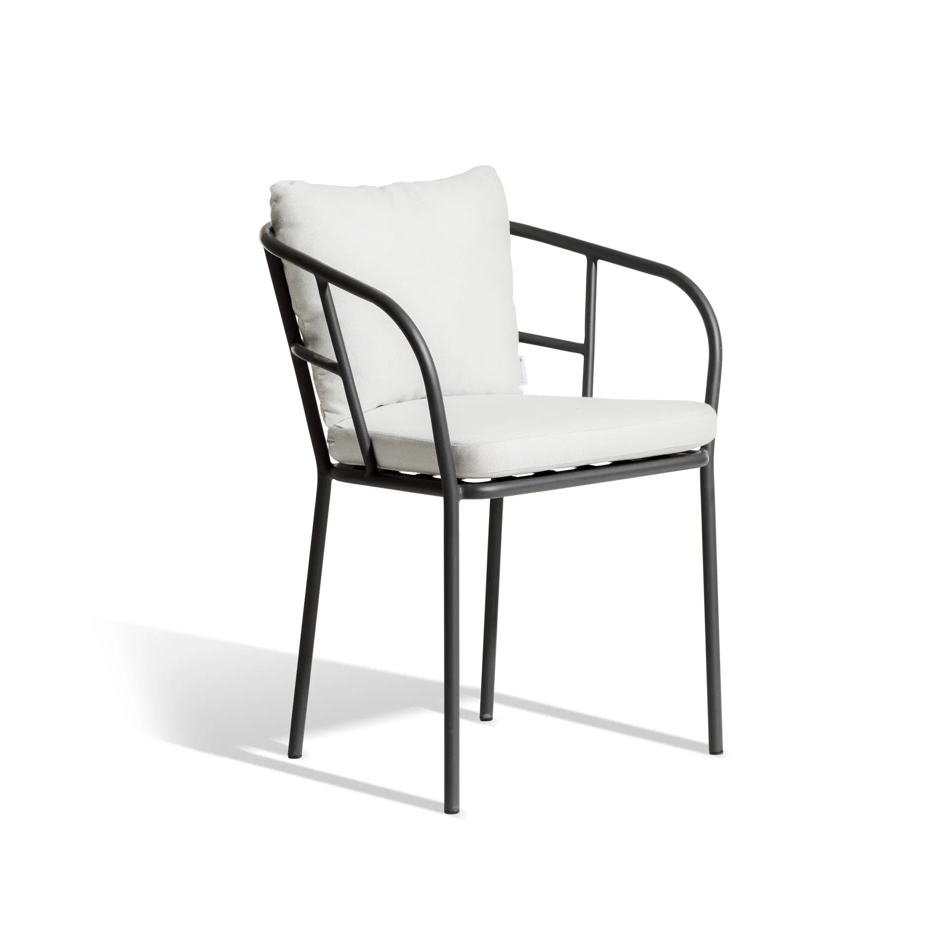 Saltö Dining karmstol, Sunbrella silver grey-stativ charcoal grey Skargaarden