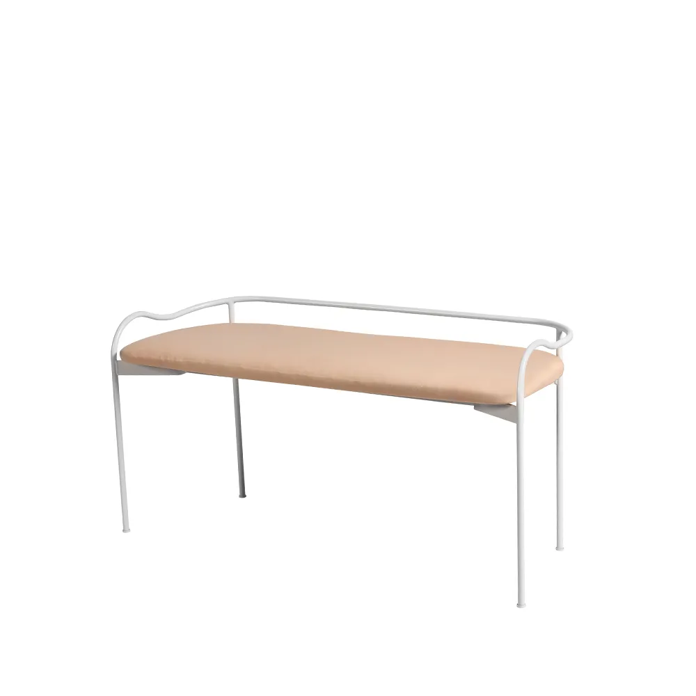Bubble bänk, Vit, brunt läder SMD Design