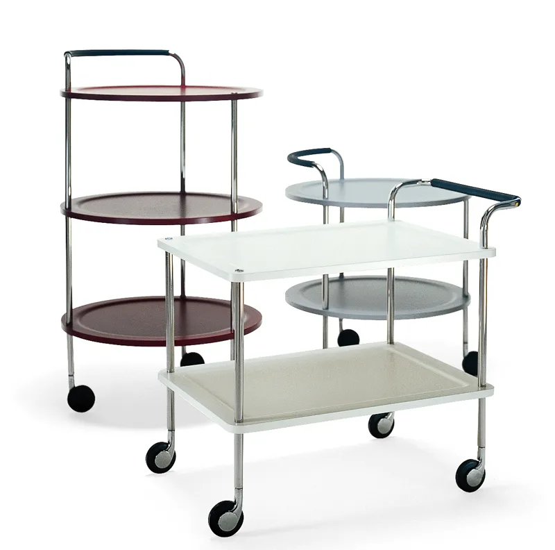 Trolley Round Basic serveringsvagn, ljusgrå, kromstativ SMD Design