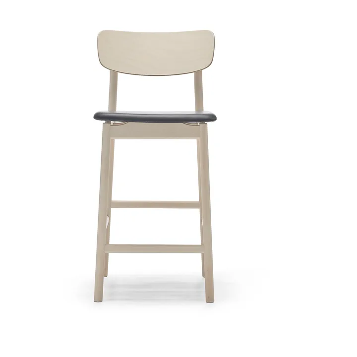 Prima Vista barstol - Läder Elmosoft svart, vitoljat björkstativ, 65 cm - Stolab