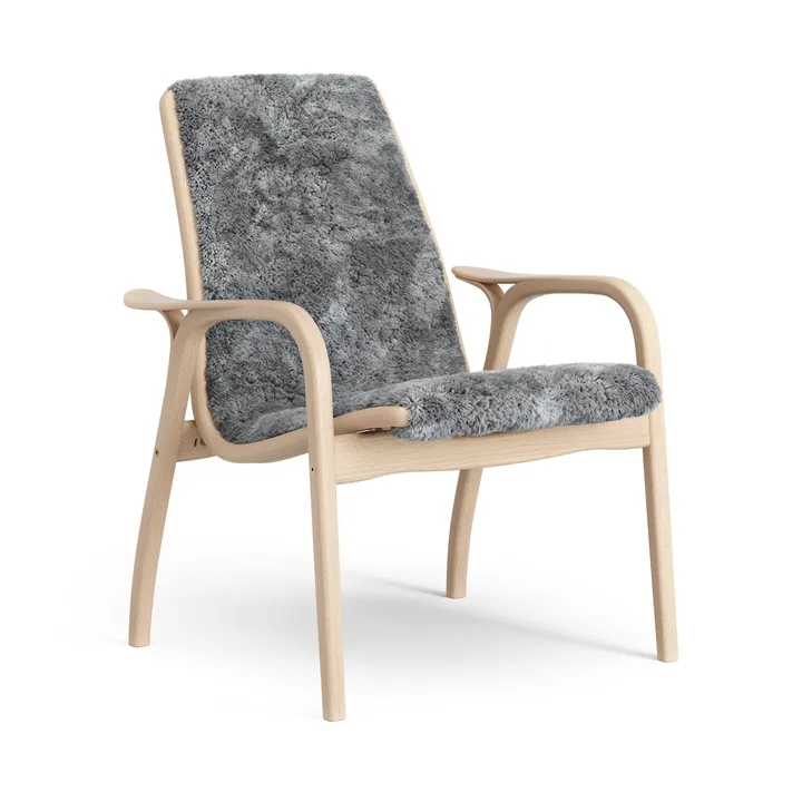 Laminett fåtölj lackad bok/fårskinn - Scandinavian Grey (grå) - Swedese