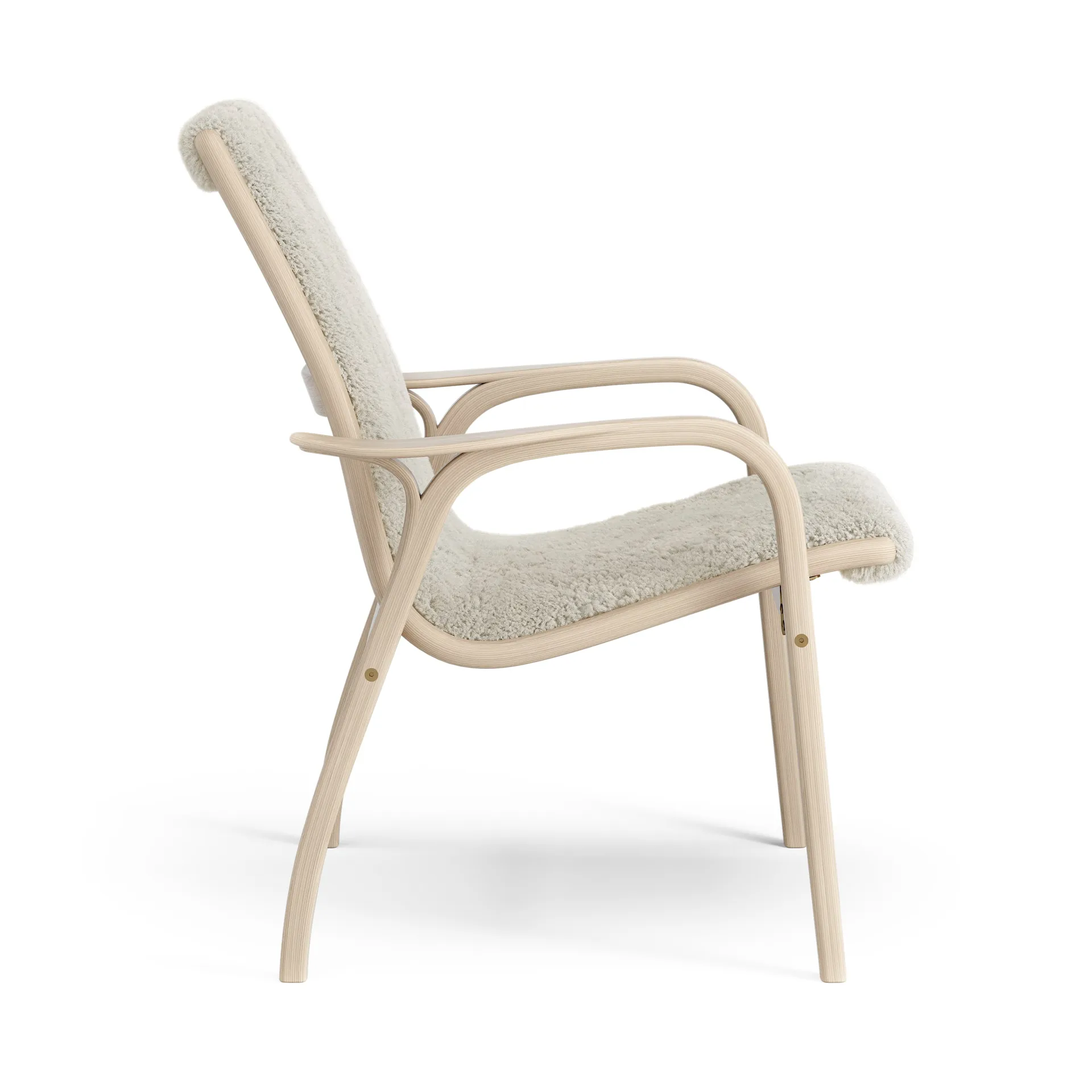 Laminett fåtölj vitpigmenterad ek/fårskinn, Moonlight (beige) Swedese