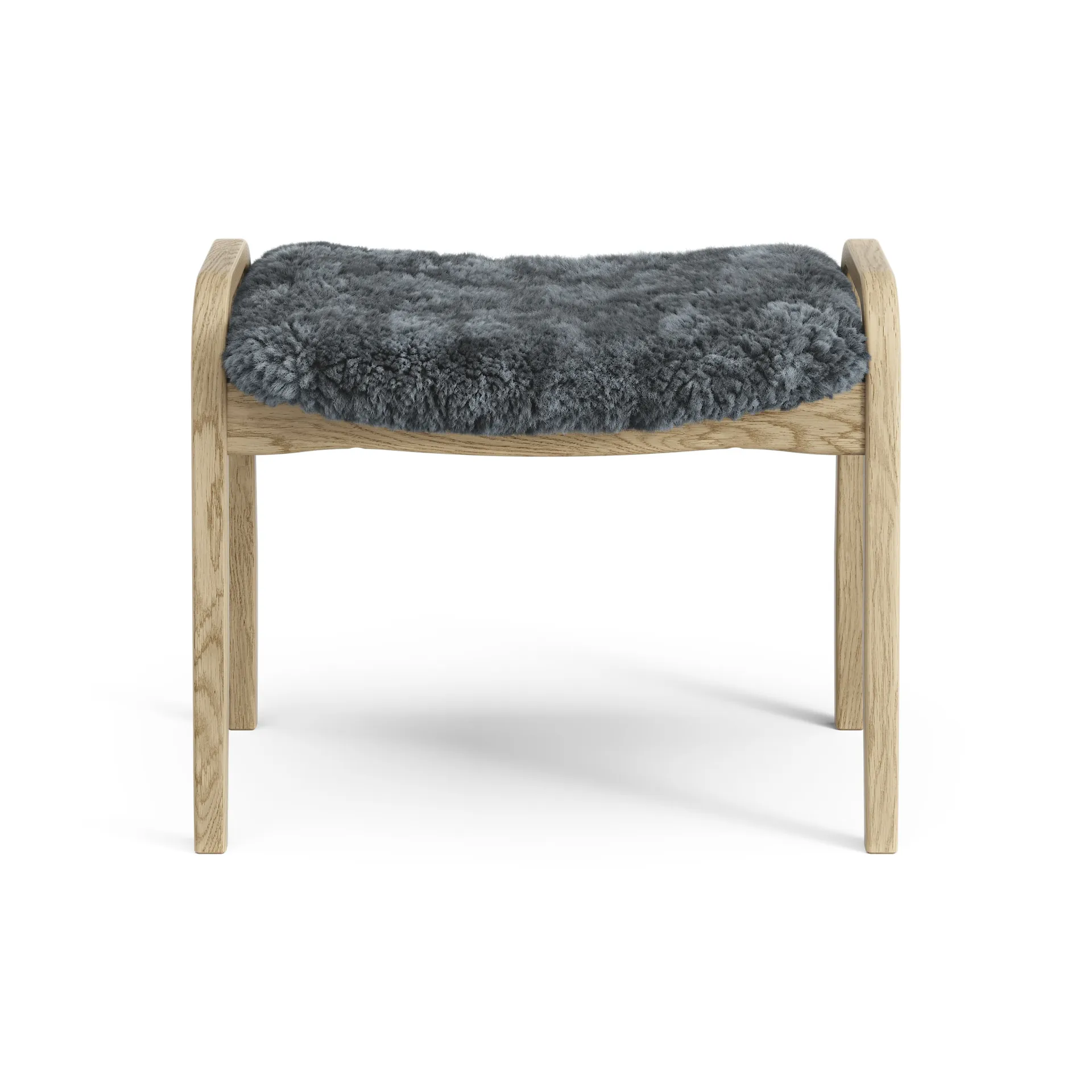Lamini fotpall till barn lackad ek/fårskinn, Charcoal (mörkgrå) Swedese
