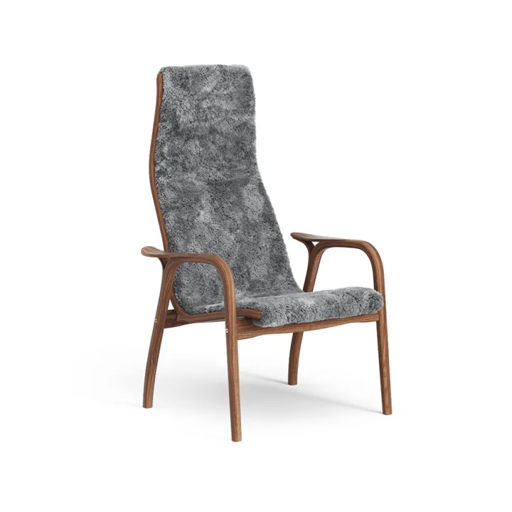Lamino fåtölj - fårskinn scandinavian grey, lackad valnöt - Swedese