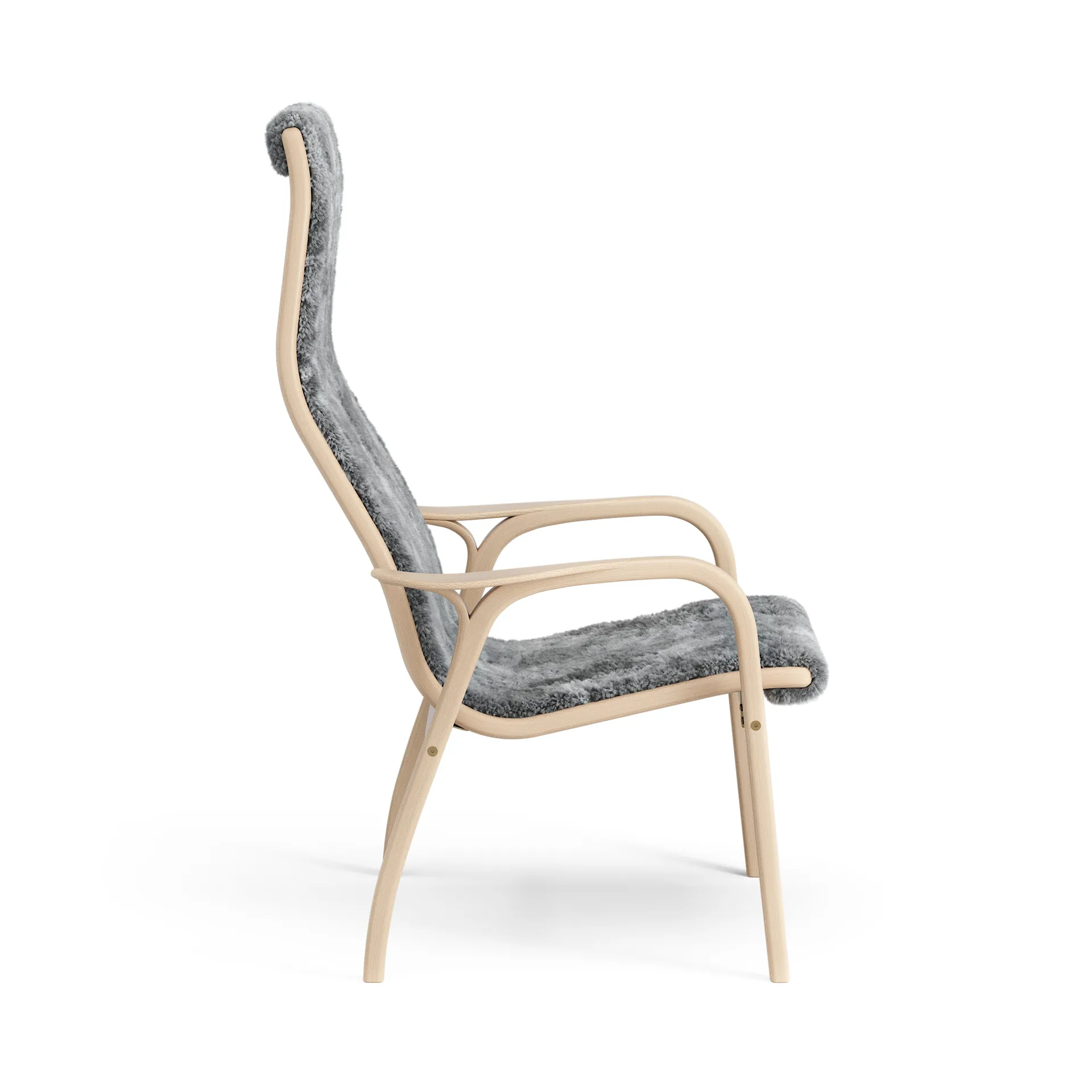 Lamino fåtölj lackad bok/fårskinn, Scandinavian Grey (grå) Swedese