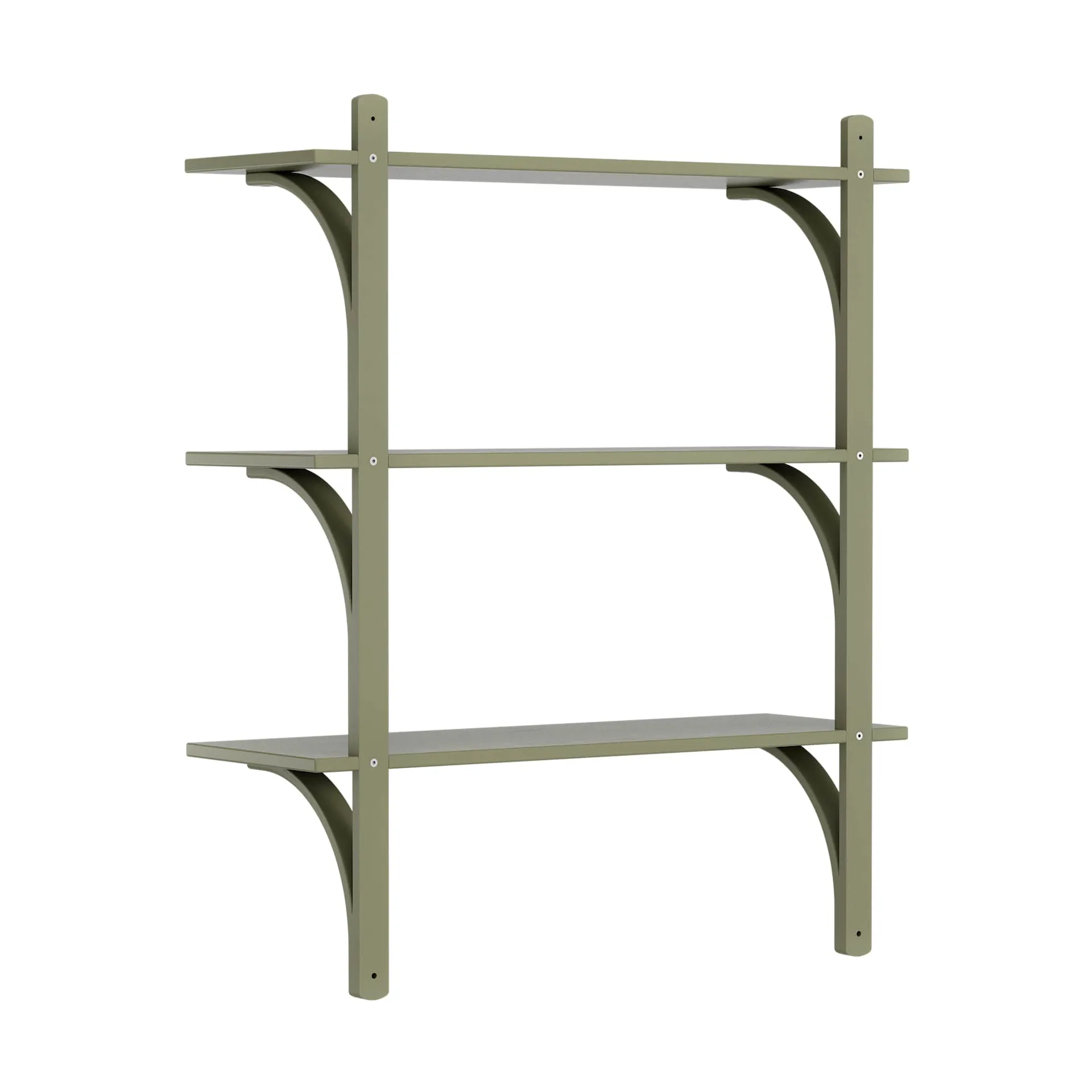 Levi hylla 3 hyllplan, Moss green-mässing, 90 cm Swedese