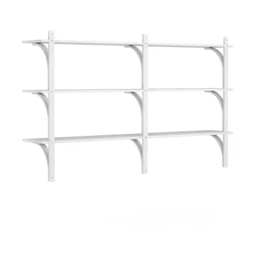 Levi hylla 3 hyllplan - Vitlaserad ask-aluminium, 180 cm - Swedese