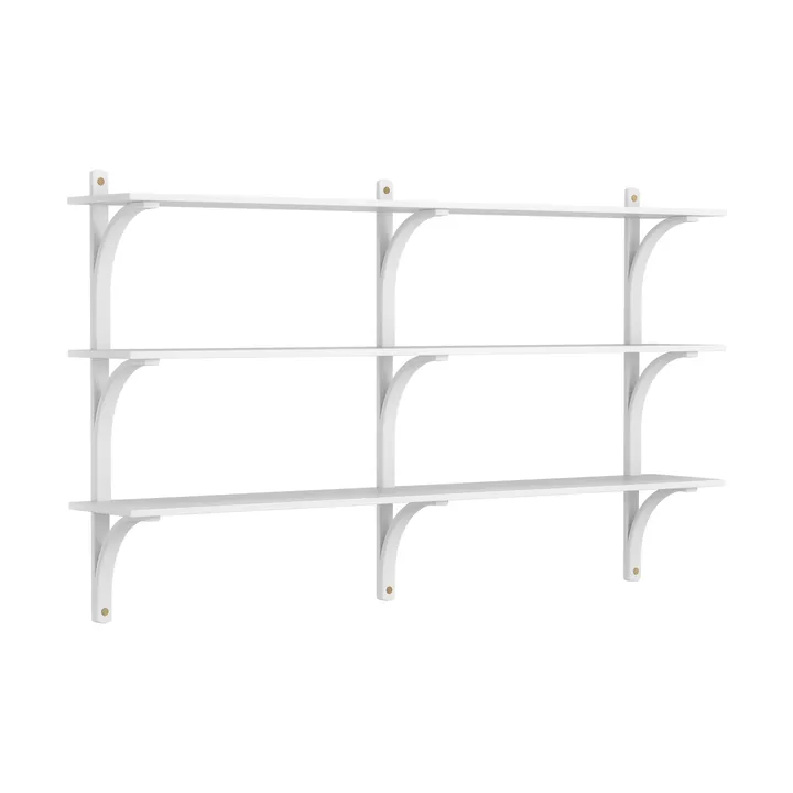 Levi hylla 3 hyllplan - Vitlaserad ask-mässing, 180 cm - Swedese