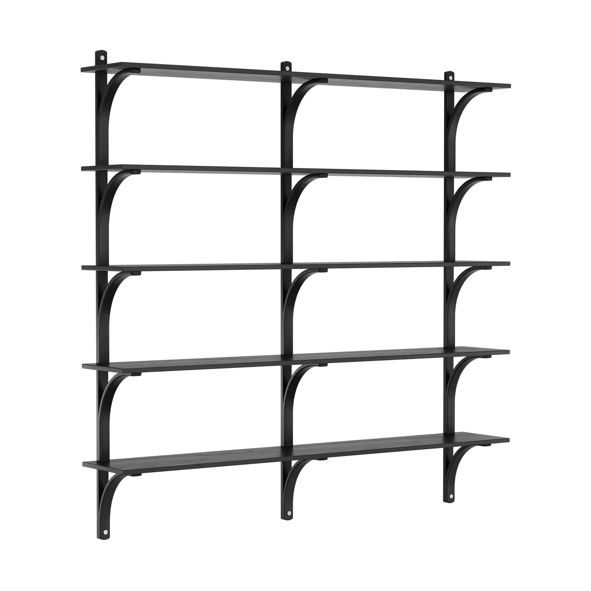 Levi hylla 5 hyllplan, Svartlaserad ask-aluminium, 180 cm Swedese