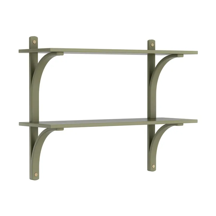 Levi hylla - Moss green-mässing, 2 hyllplan, 90 cm - Swedese