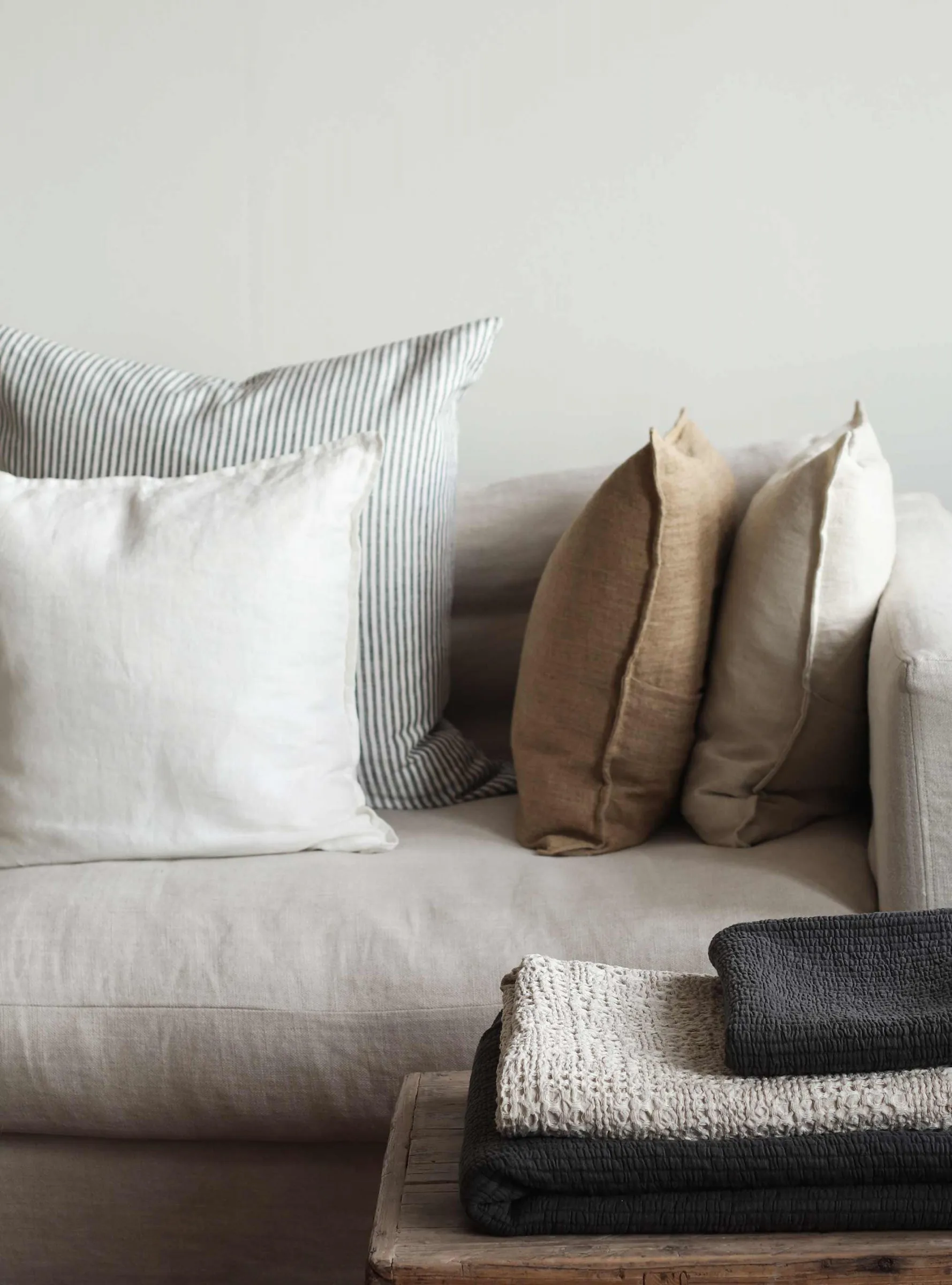 Stonewashed linen örngott 65x65 cm, Grey-white Tell Me More