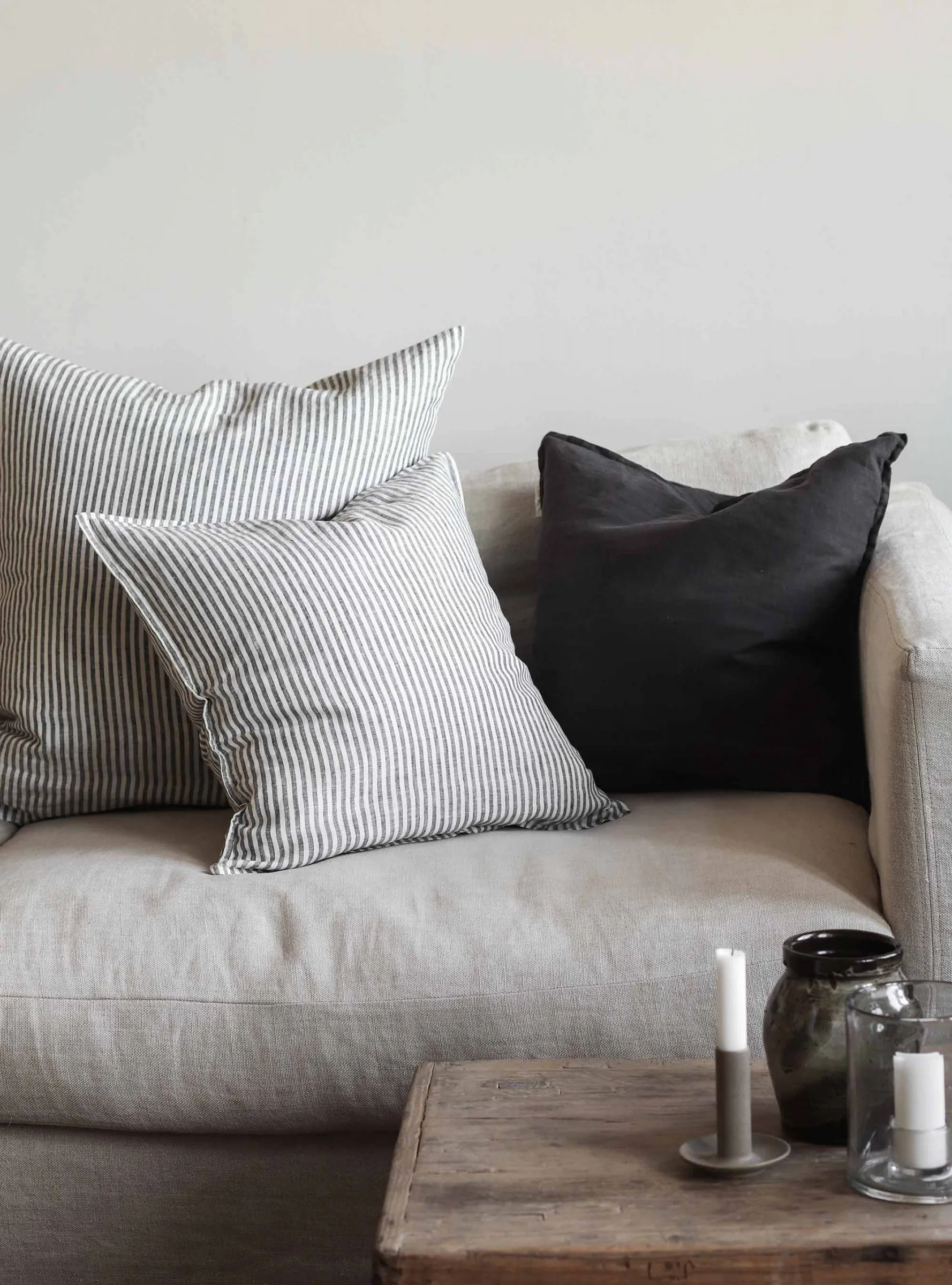 Stonewashed linen örngott 65x65 cm, Grey-white Tell Me More
