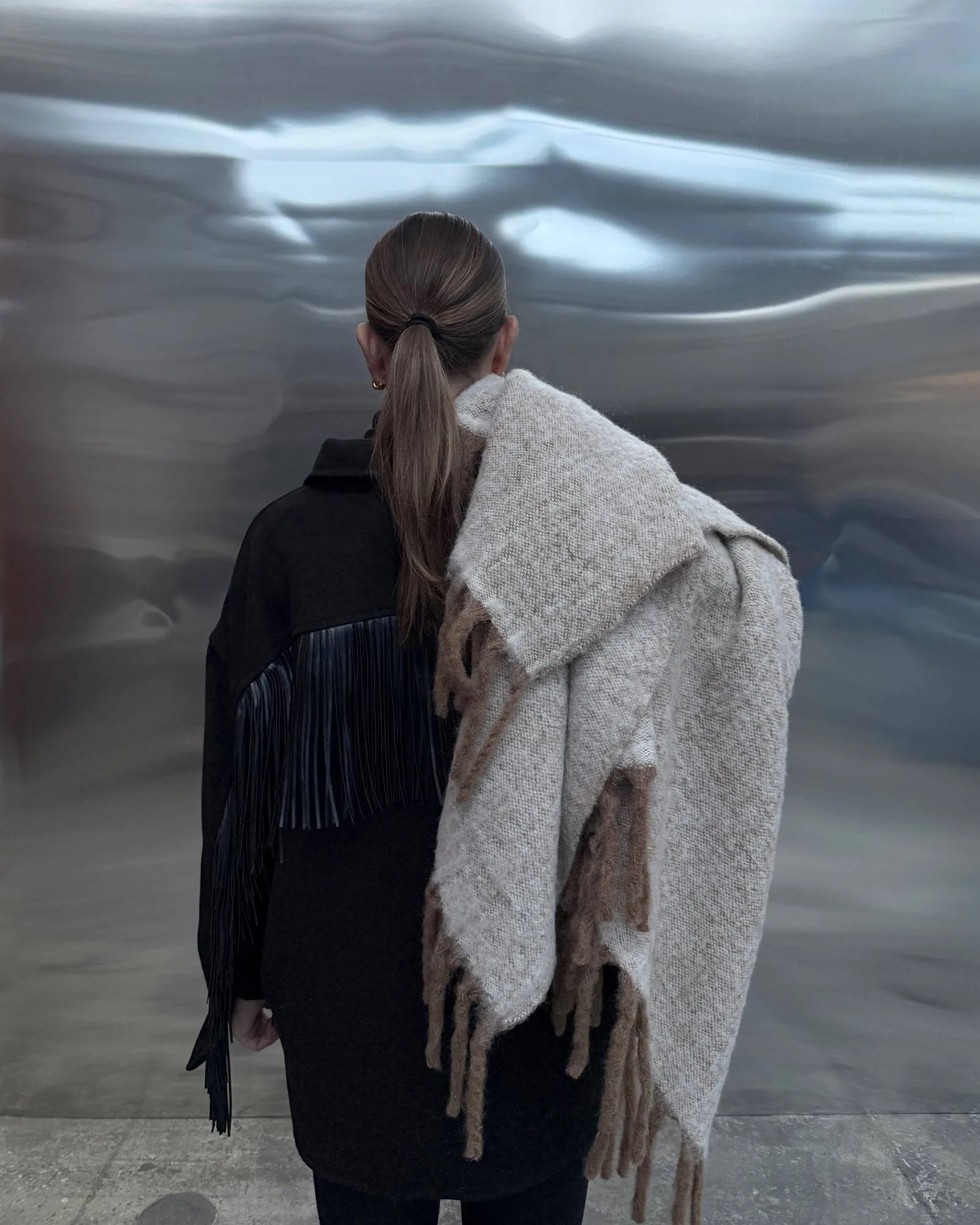 Fridh mohairpläd, Brown-off white, 130x170 cm Tinted