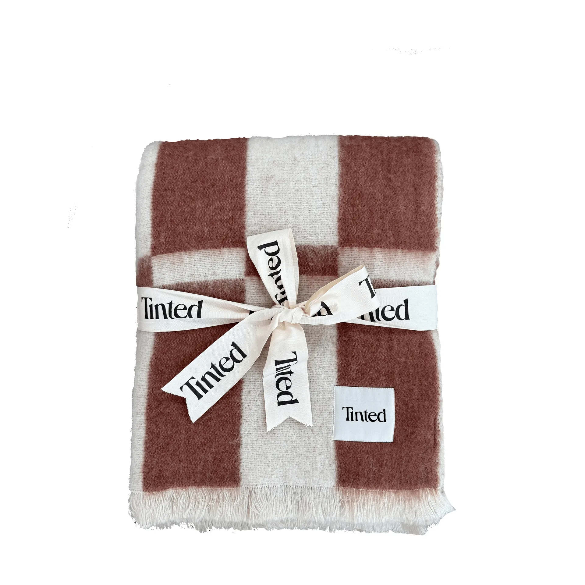 Hallin mohairpläd, Off white-rust, 130x170 cm Tinted