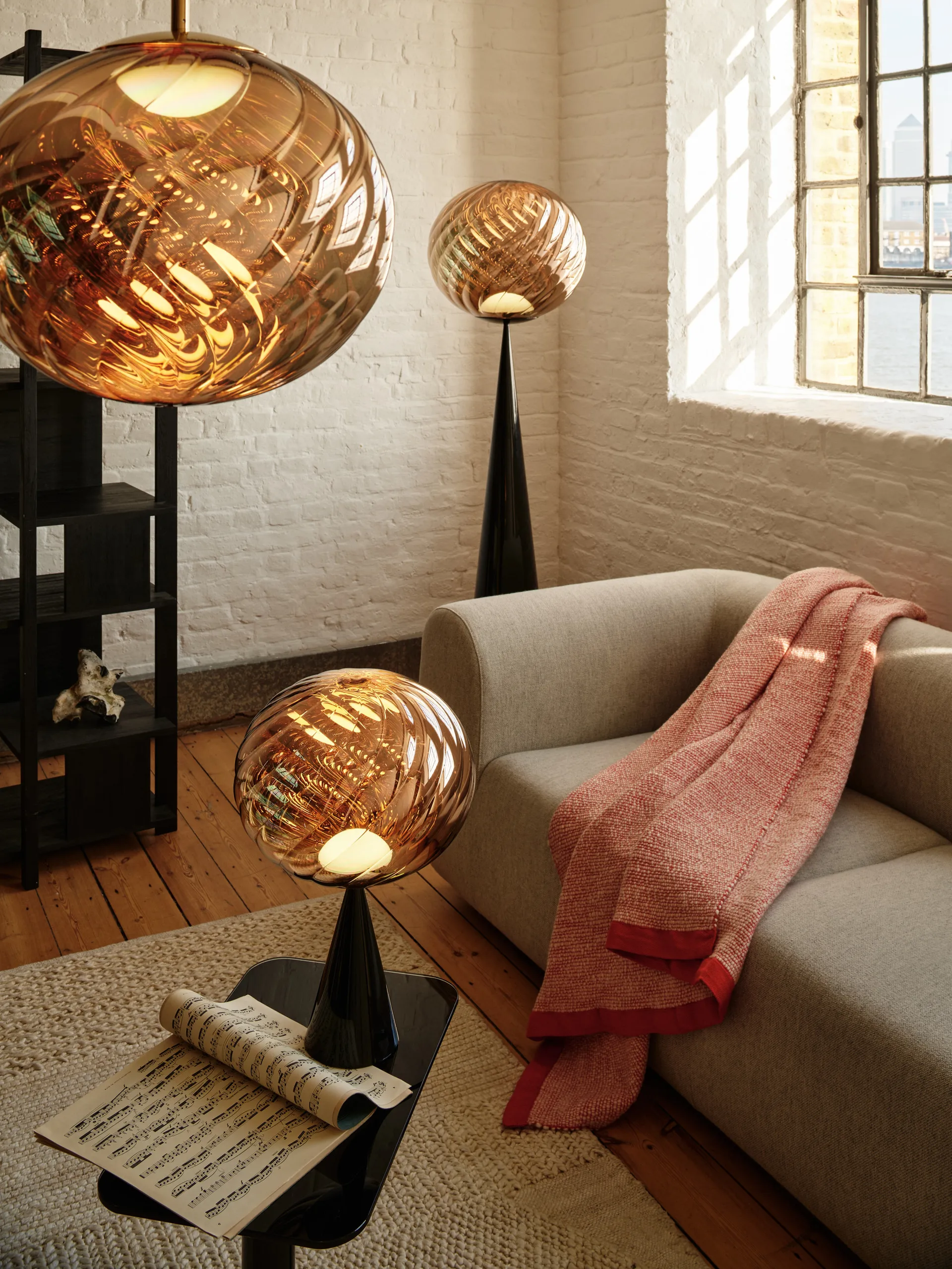 Thread filt 140x180 cm, Orange & White Tom Dixon