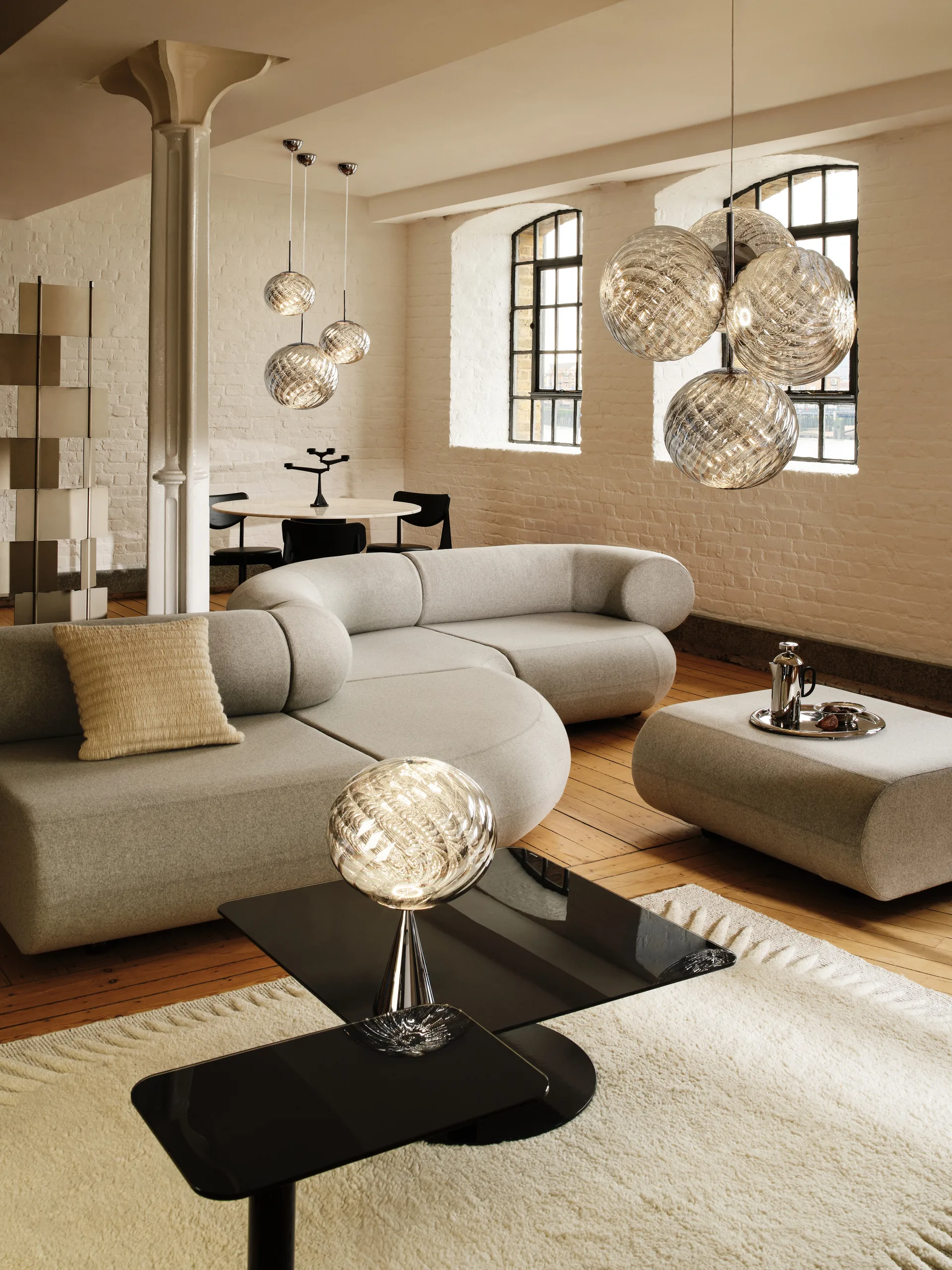 Whirl cone fat bordslampa, Silver Tom Dixon