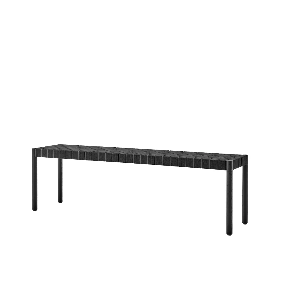 Betty TK5 bänk, black, svart flätad linnebandssits &Tradition