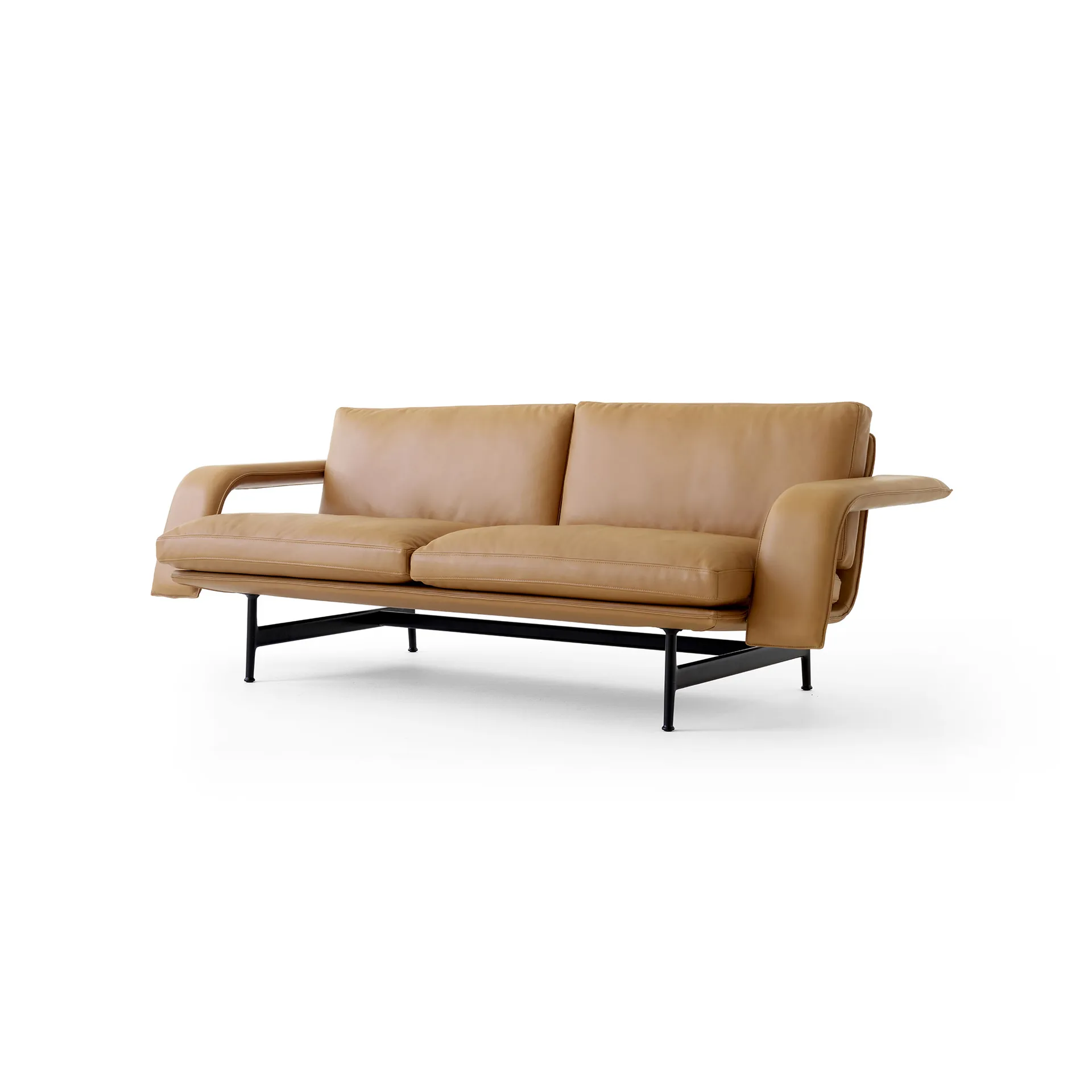 Meantime AV30 2-sits soffa, Warm black-Noble leather Cognac &Tradition