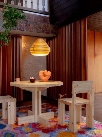 001 Dining Table matbord - Matt oljevaxad furu, Ø100x74 cm - Vaarnii