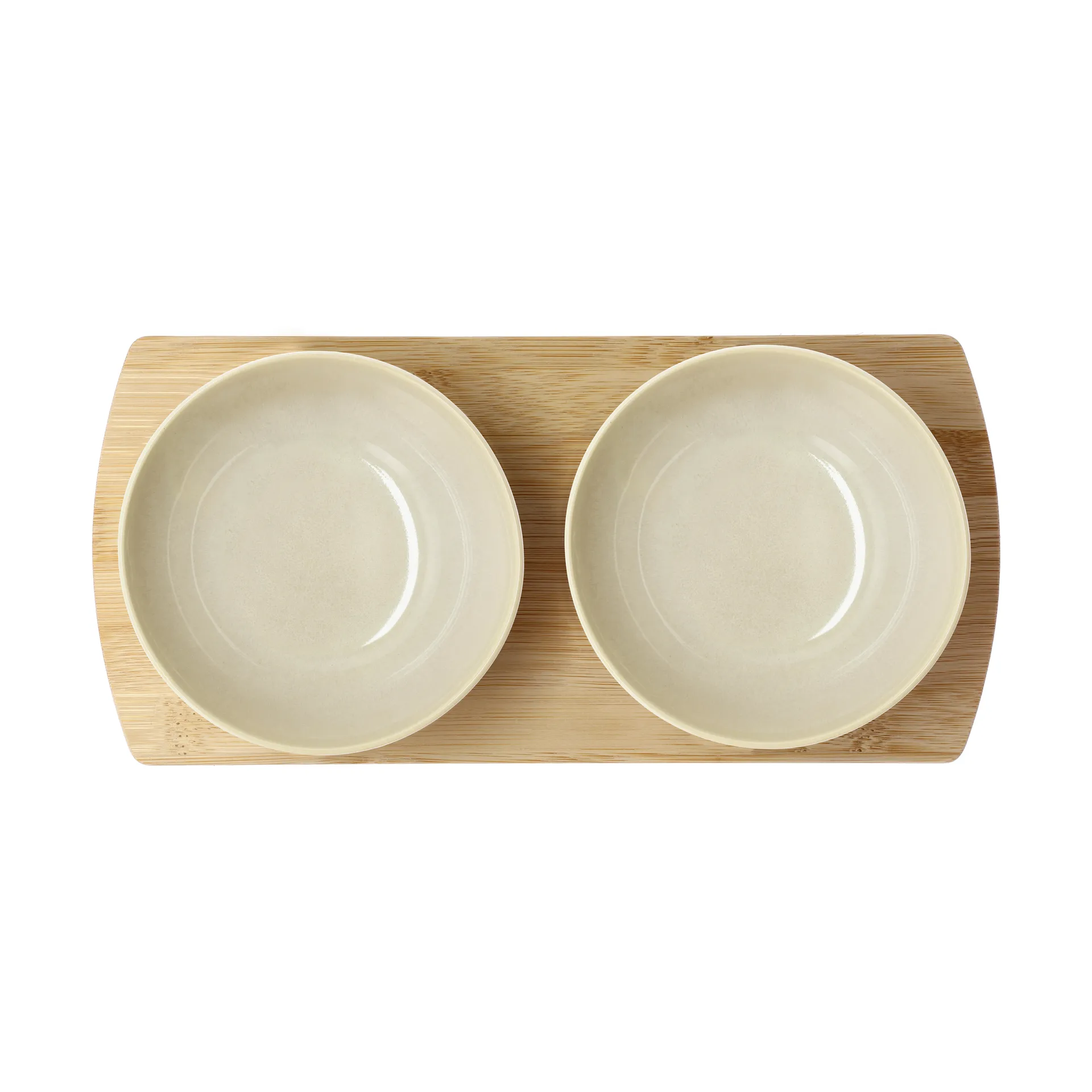 Shoku bambubricka med 2 skålar, Beige Villa Collection