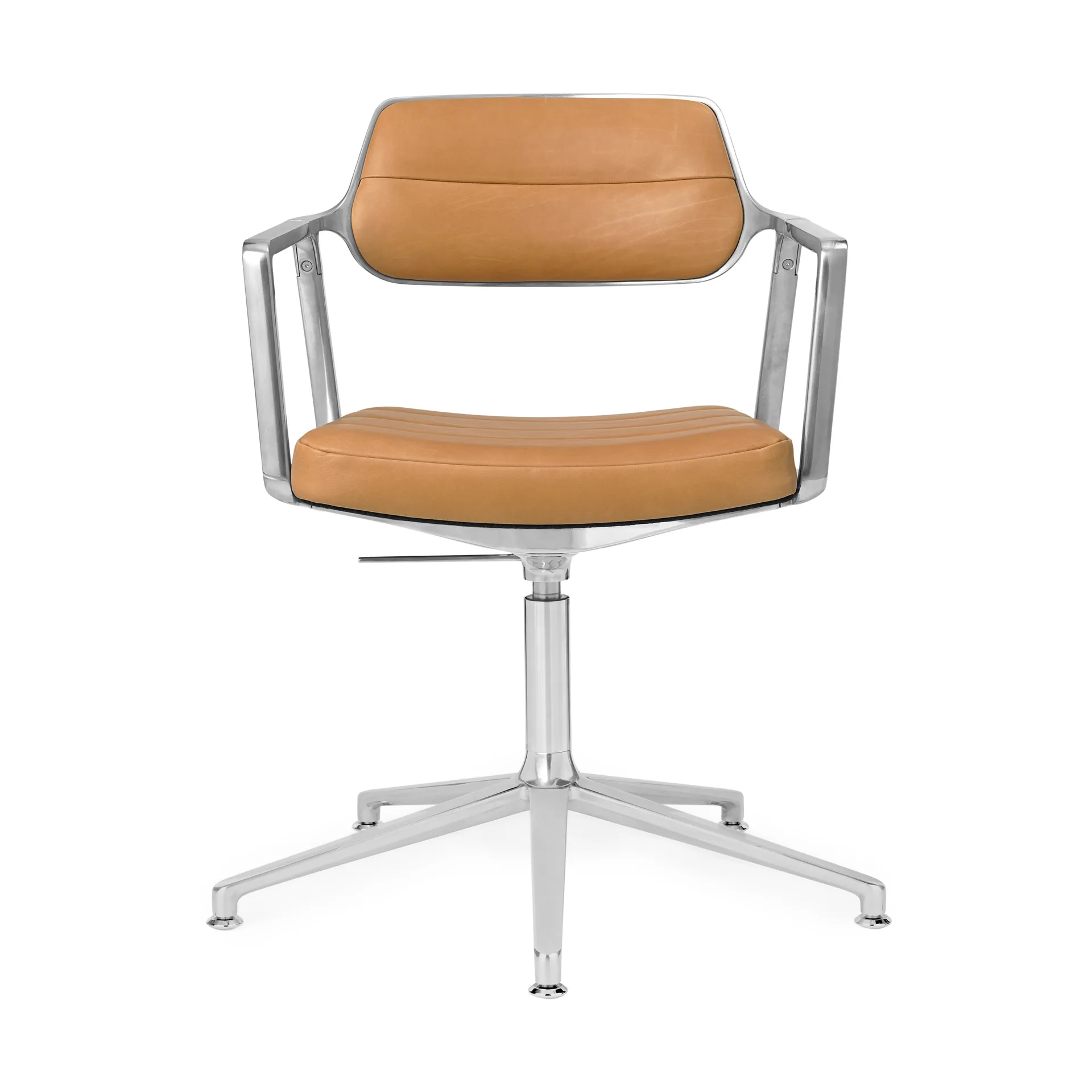 Vipp453+ Swivel kontorsstol, Pol. aluminium-camel leather Vipp