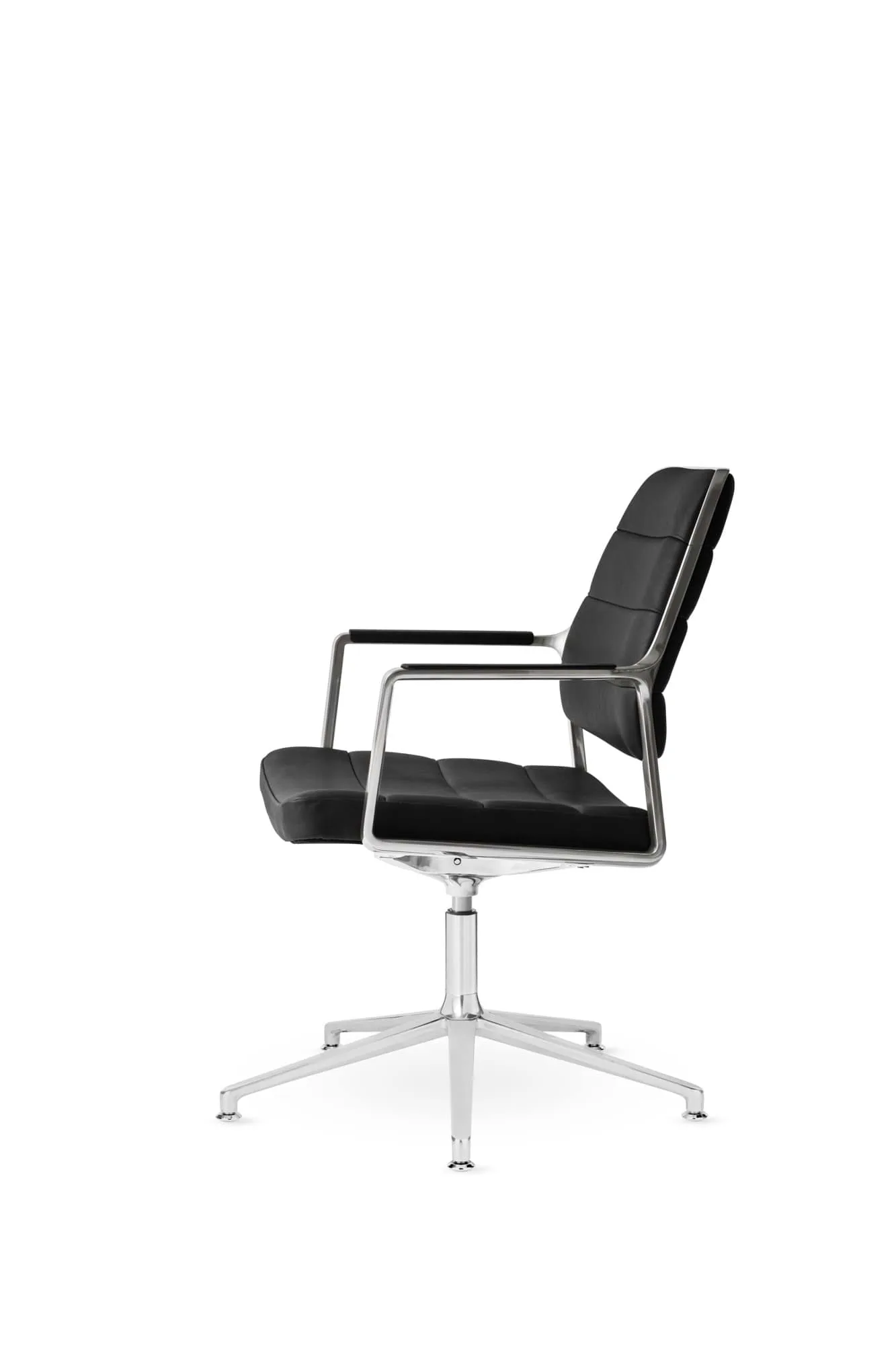 Vipp455+ Swivel chair kontorsstol, Black leather-polished aluminium Vipp