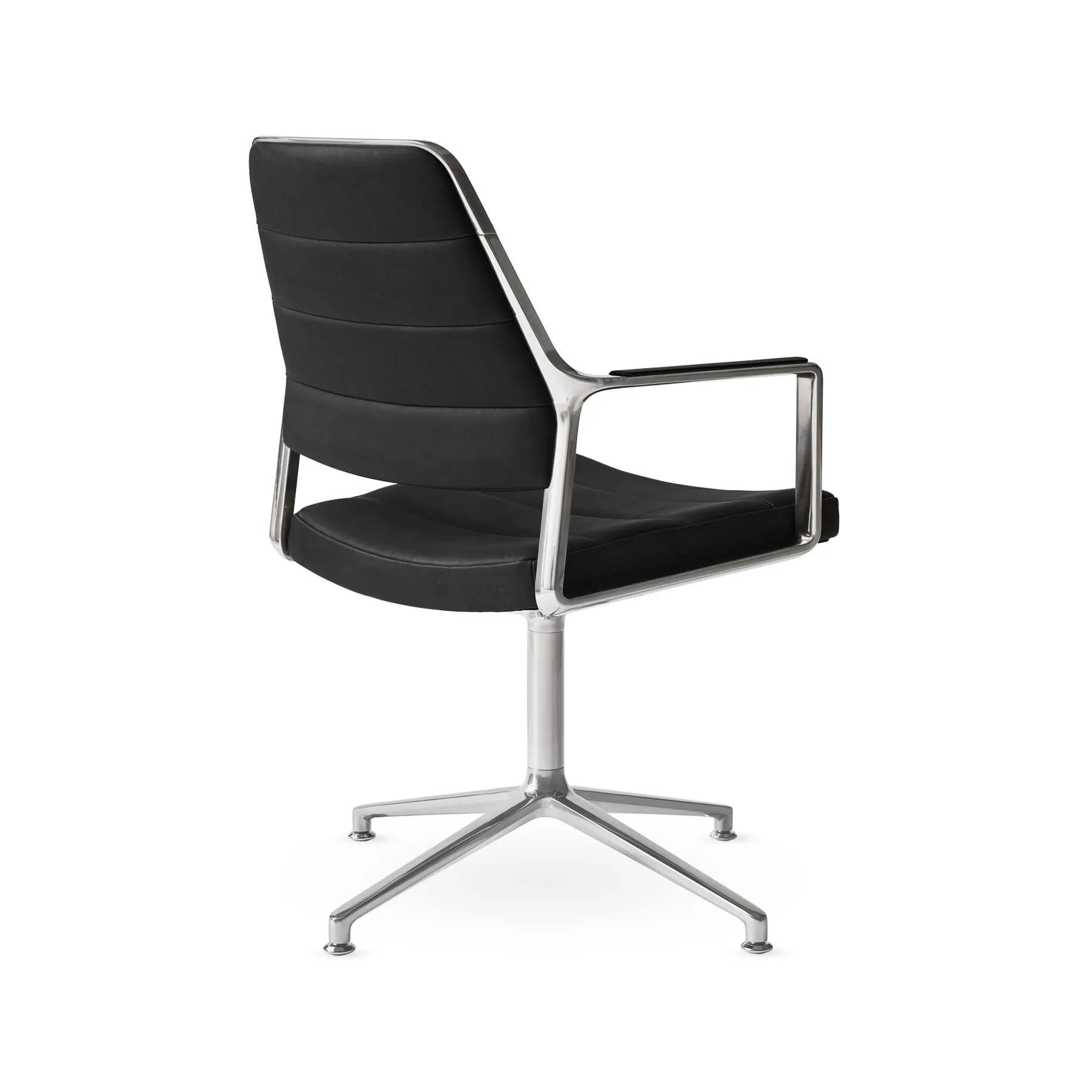 Vipp455 Swivel chair kontorsstol, Black leather-polished aluminium Vipp