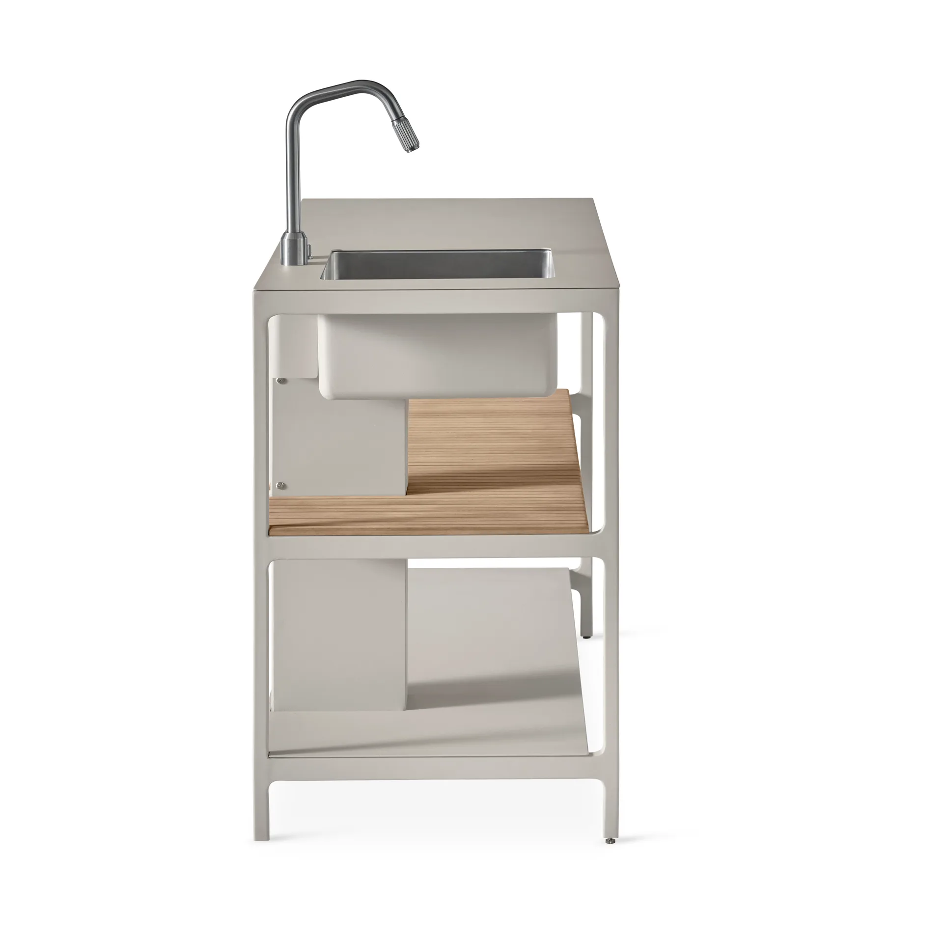 Vipp742 Open-Air köksmodul med diskho, Warm grey, 154x59x93 cm Vipp
