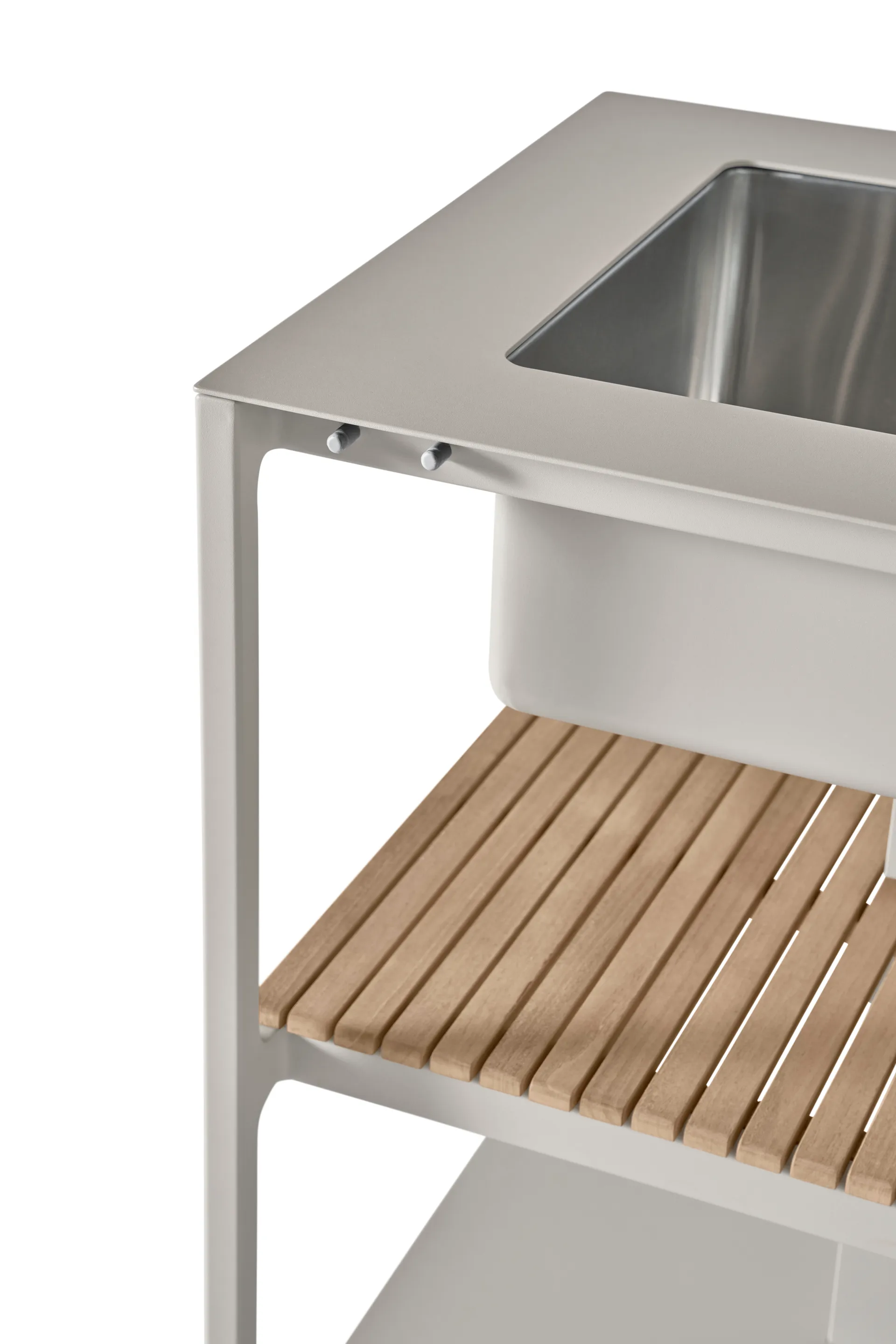 Vipp742 Open-Air köksmodul med diskho, Warm grey, 154x59x93 cm Vipp