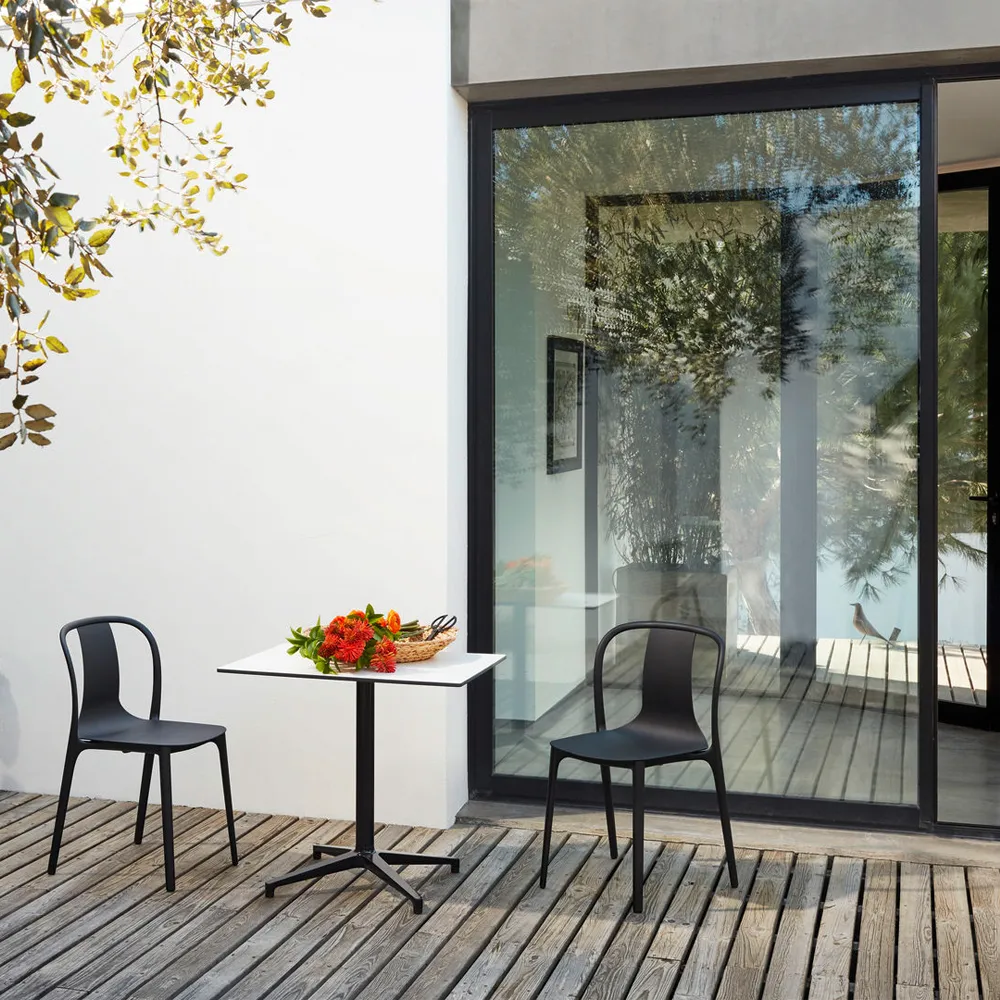 Belleville plastic stol, Moss grey-Black Vitra