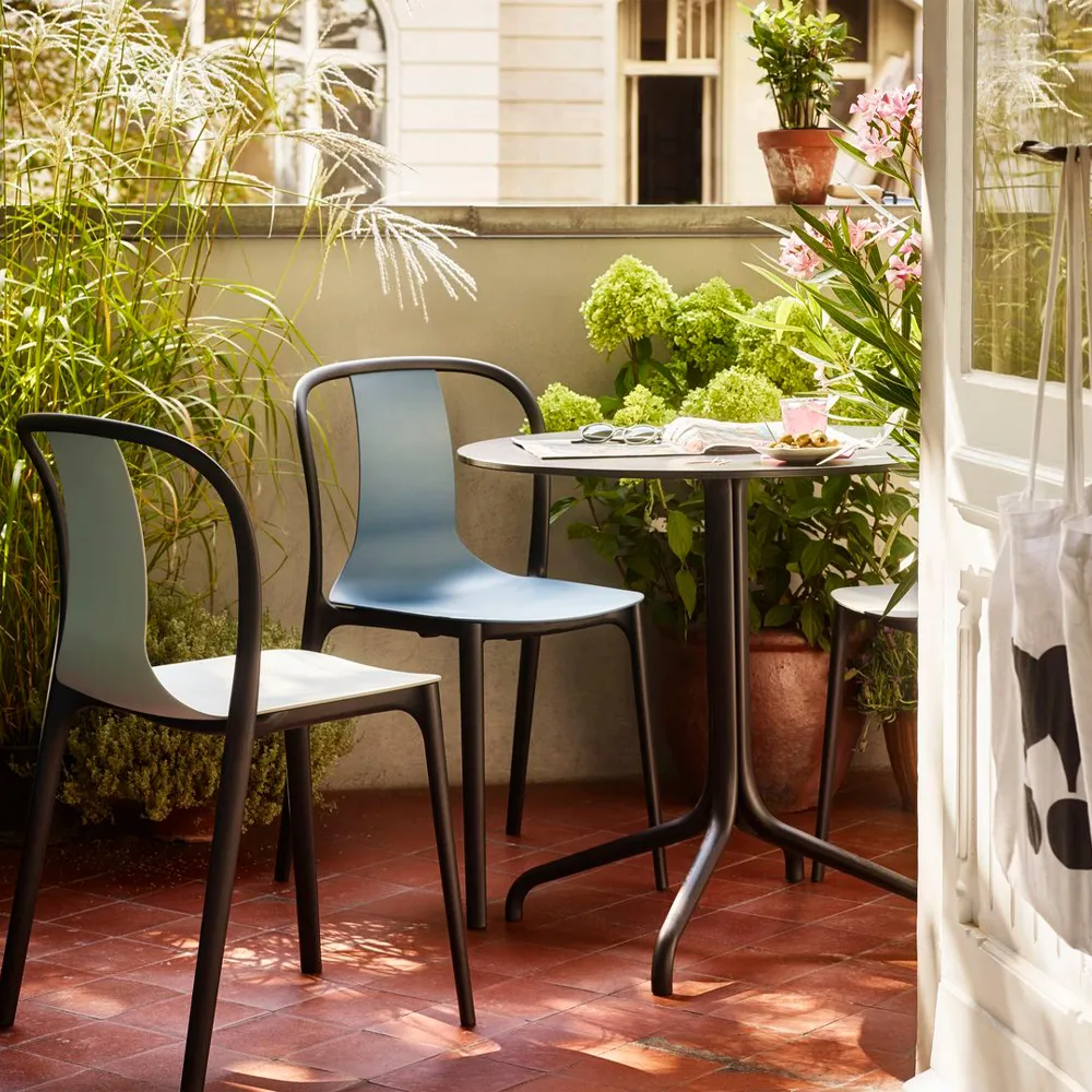 Belleville plastic stol, Moss grey-Black Vitra