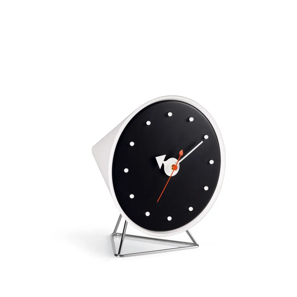 Cone clock bordsklocka, Svart-Vit Vitra