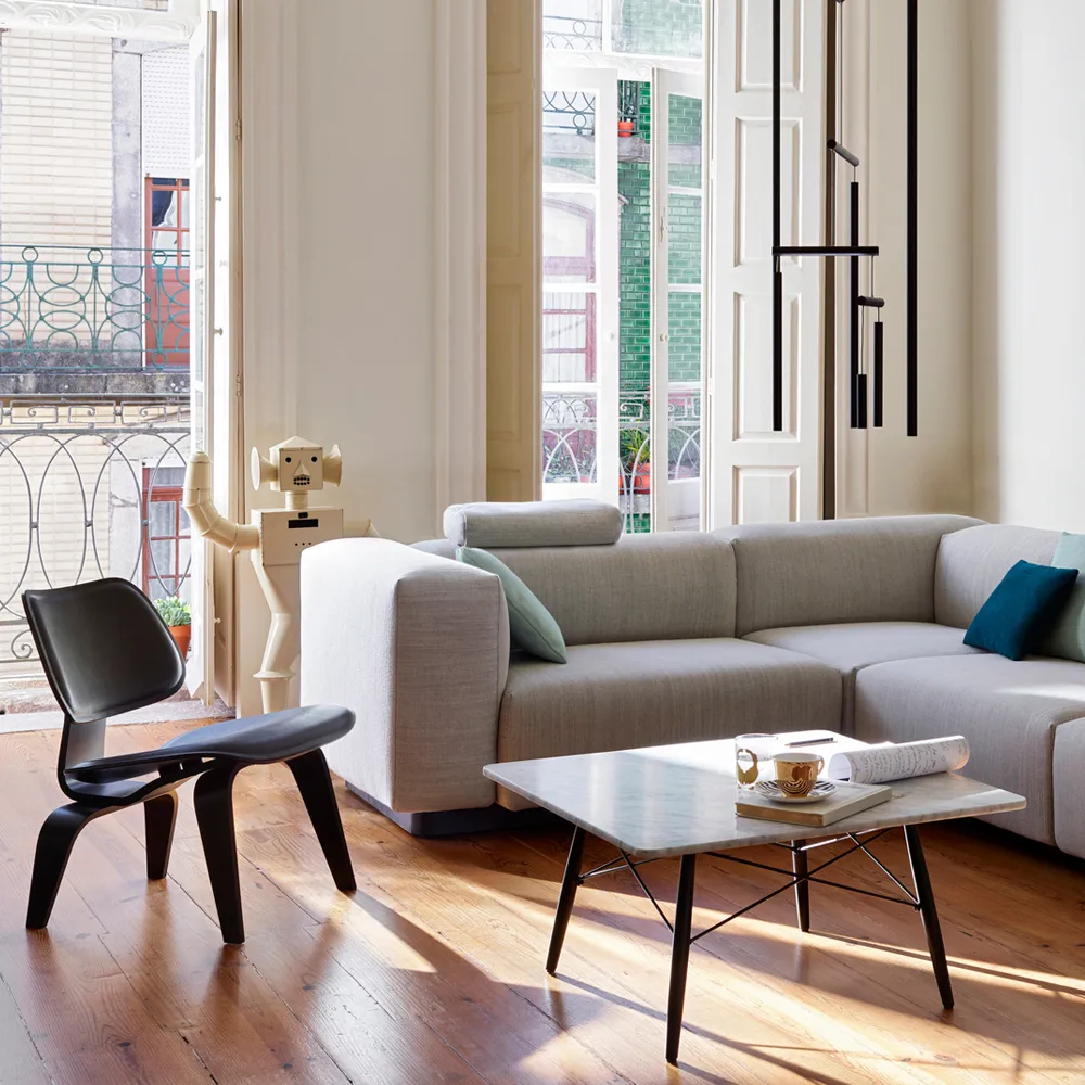 Eames coffee table soffbord svartbetsade askben, American walnut stor Vitra