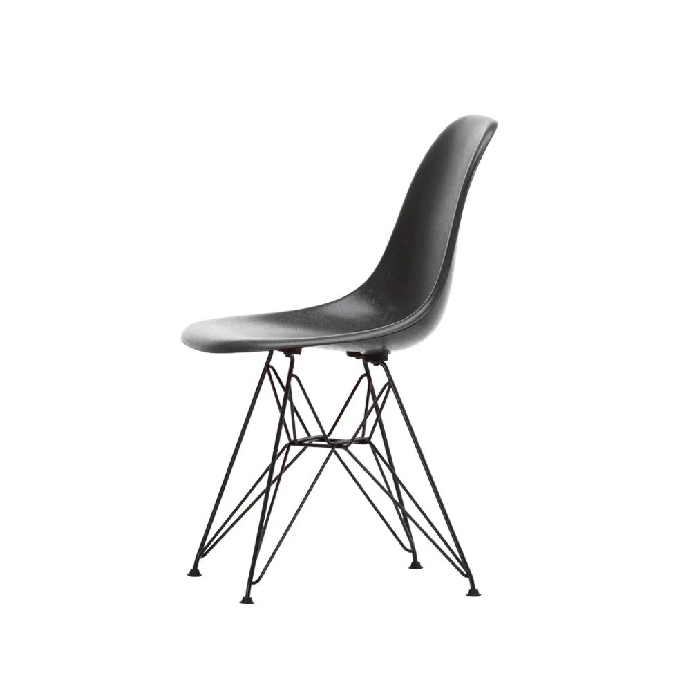 Eames Fiberglass Side Chair DSR stol, Elephant hide grey-Dark basic Vitra