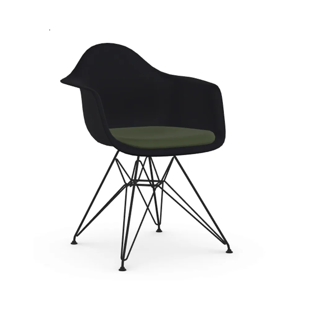 Eames plastic armchair DAR stol klädd front, Hopsak nero-forest-Basic dark Vitra