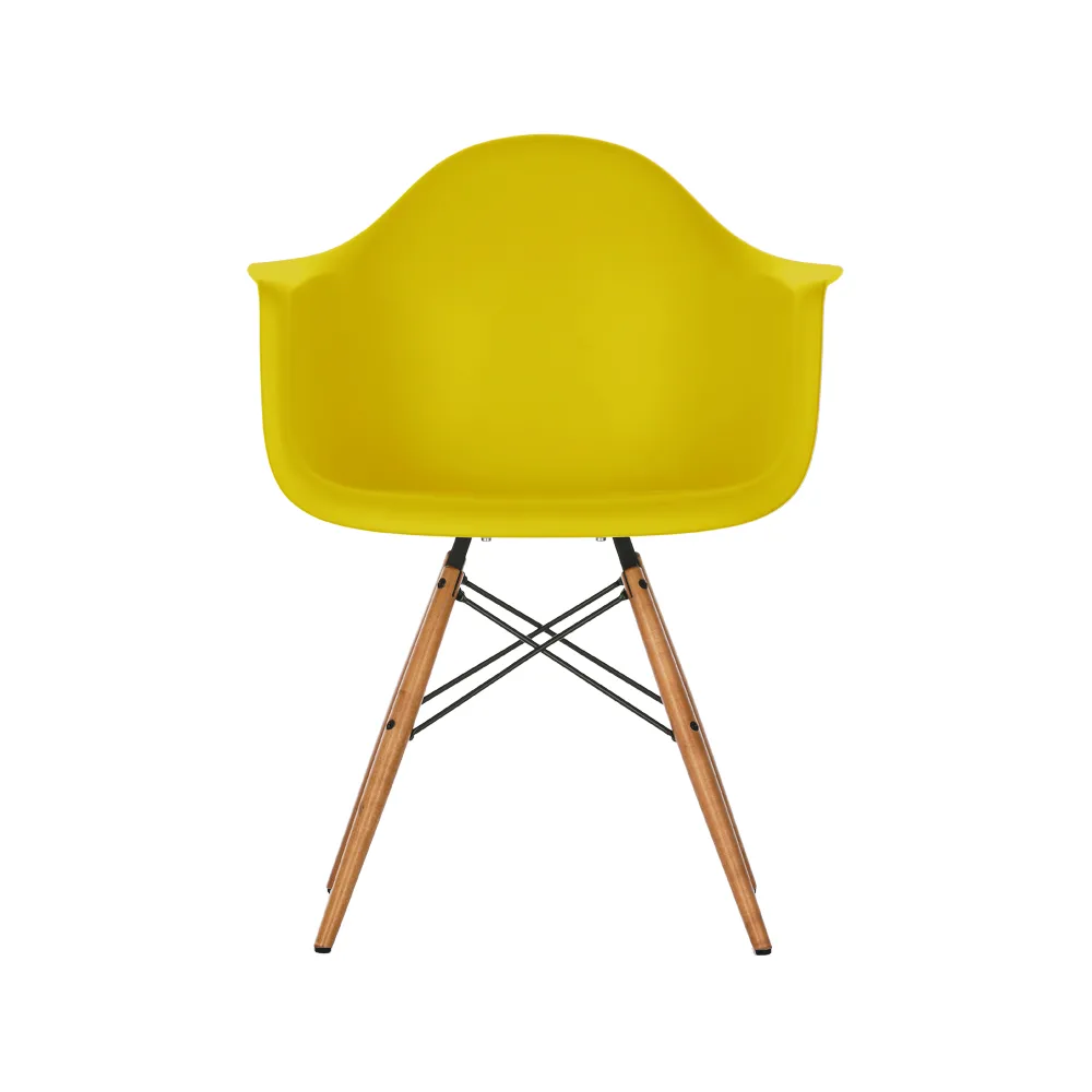 Eames Plastic Armchair RE DAW stol, 34 mustard-golden maple Vitra
