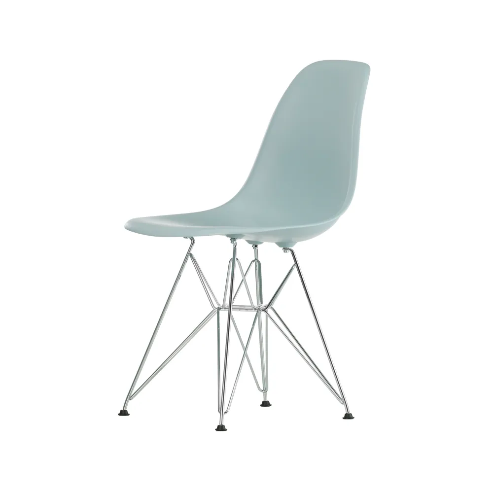 Eames Plastic Side Chair DSR Hard Glides stol , Ice grey-Chrome Vitra