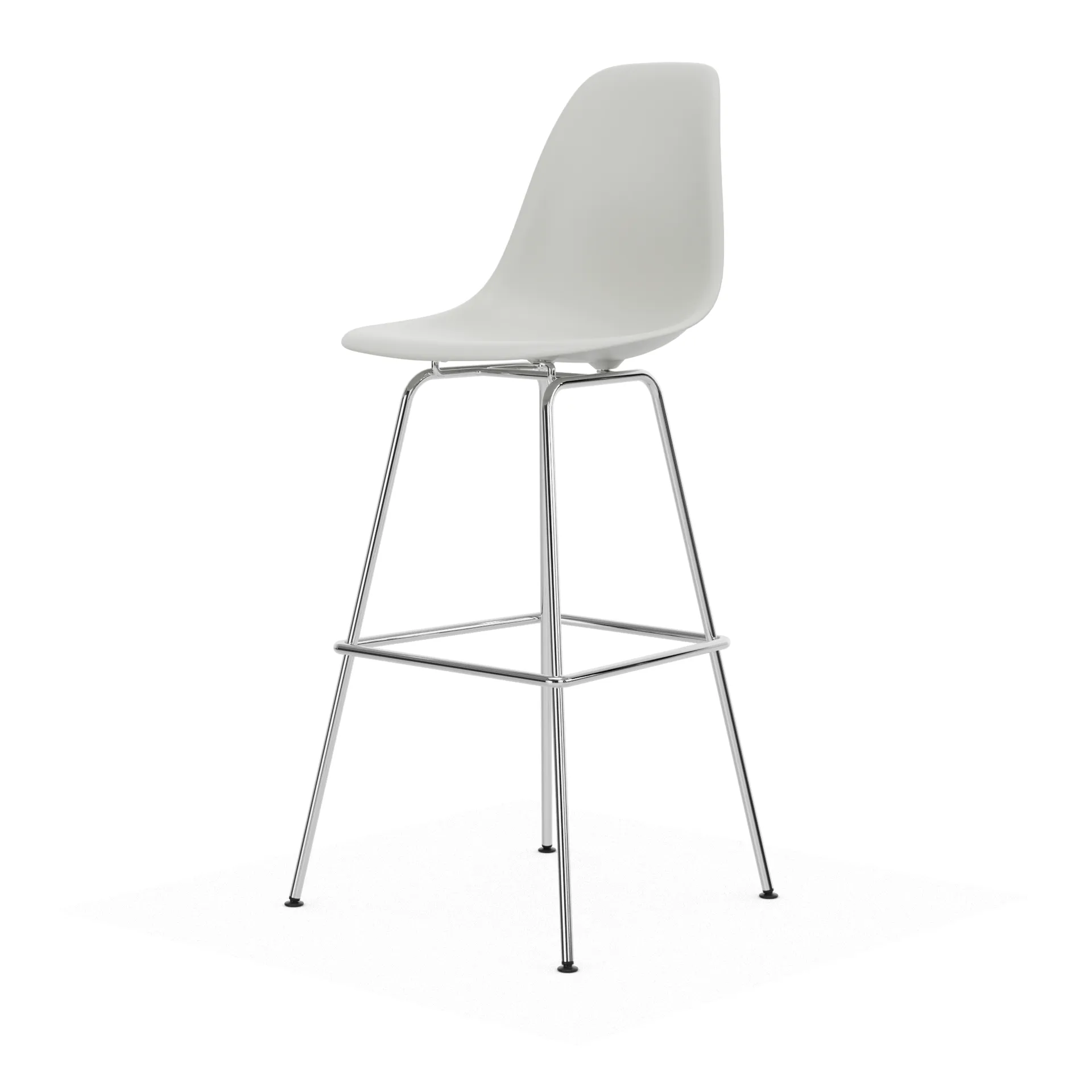 Eames Plastic Stool RE barpall, High White-chrome Vitra
