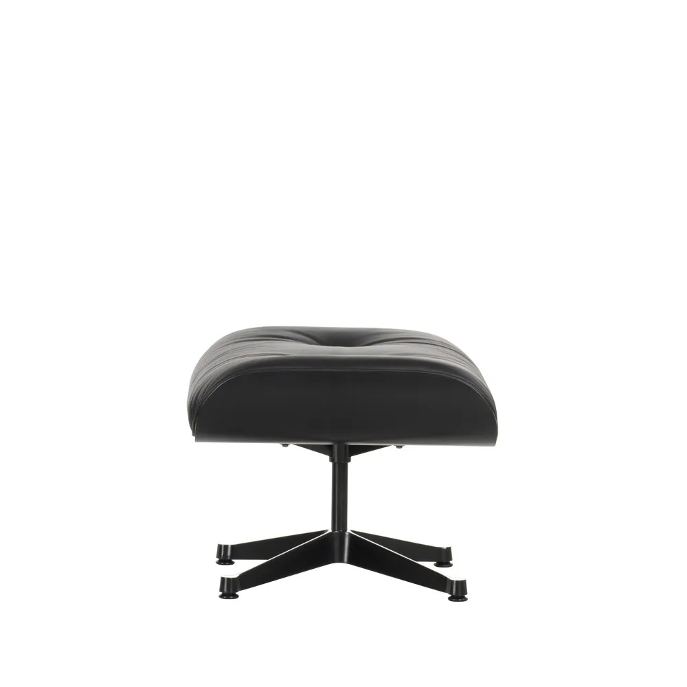 Lounge Chair Ottoman Leather premium F, 66 nero-black ash-black sides Vitra