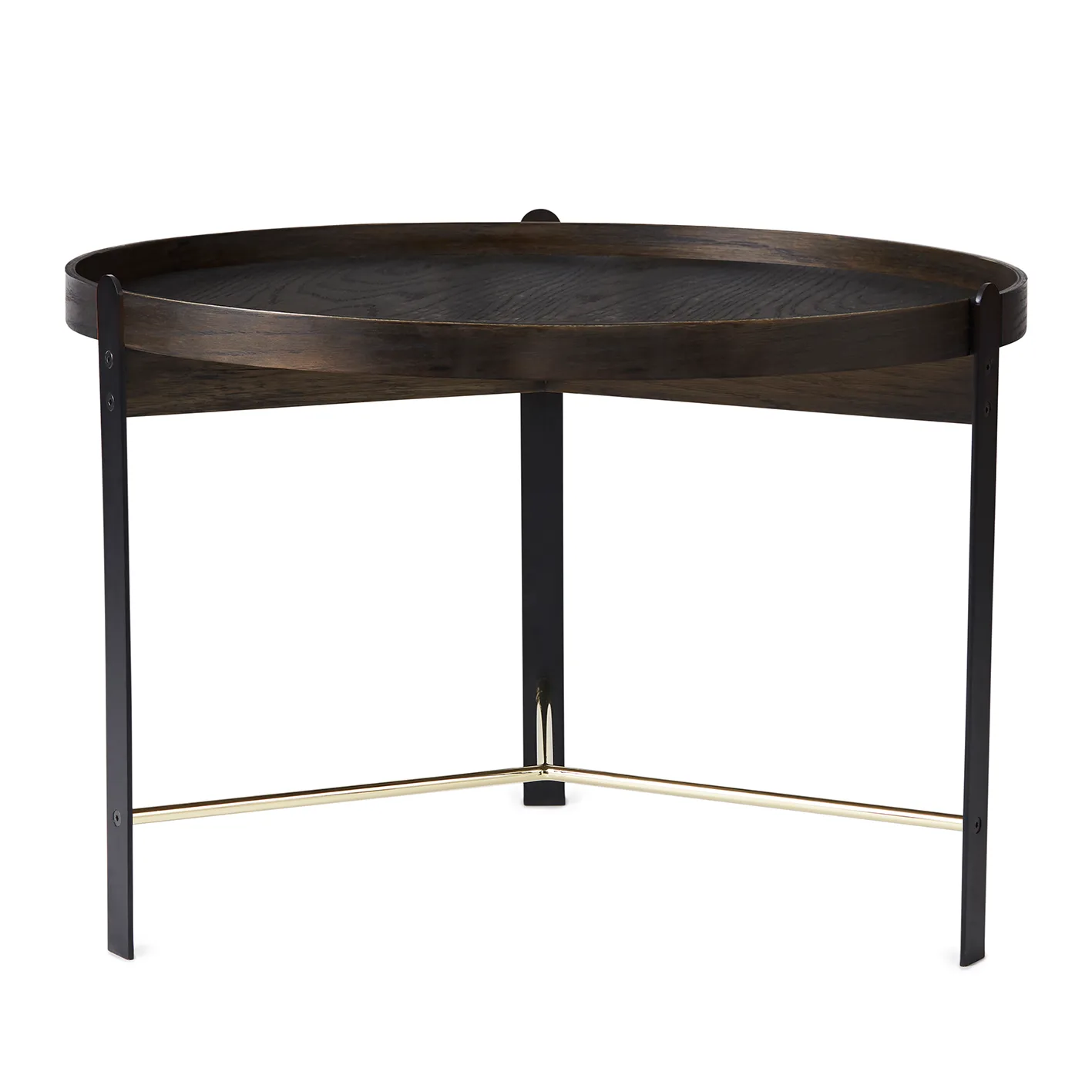 Compose soffbord Ø70 cm med mässingsunderrede, Smoked oak Warm Nordic
