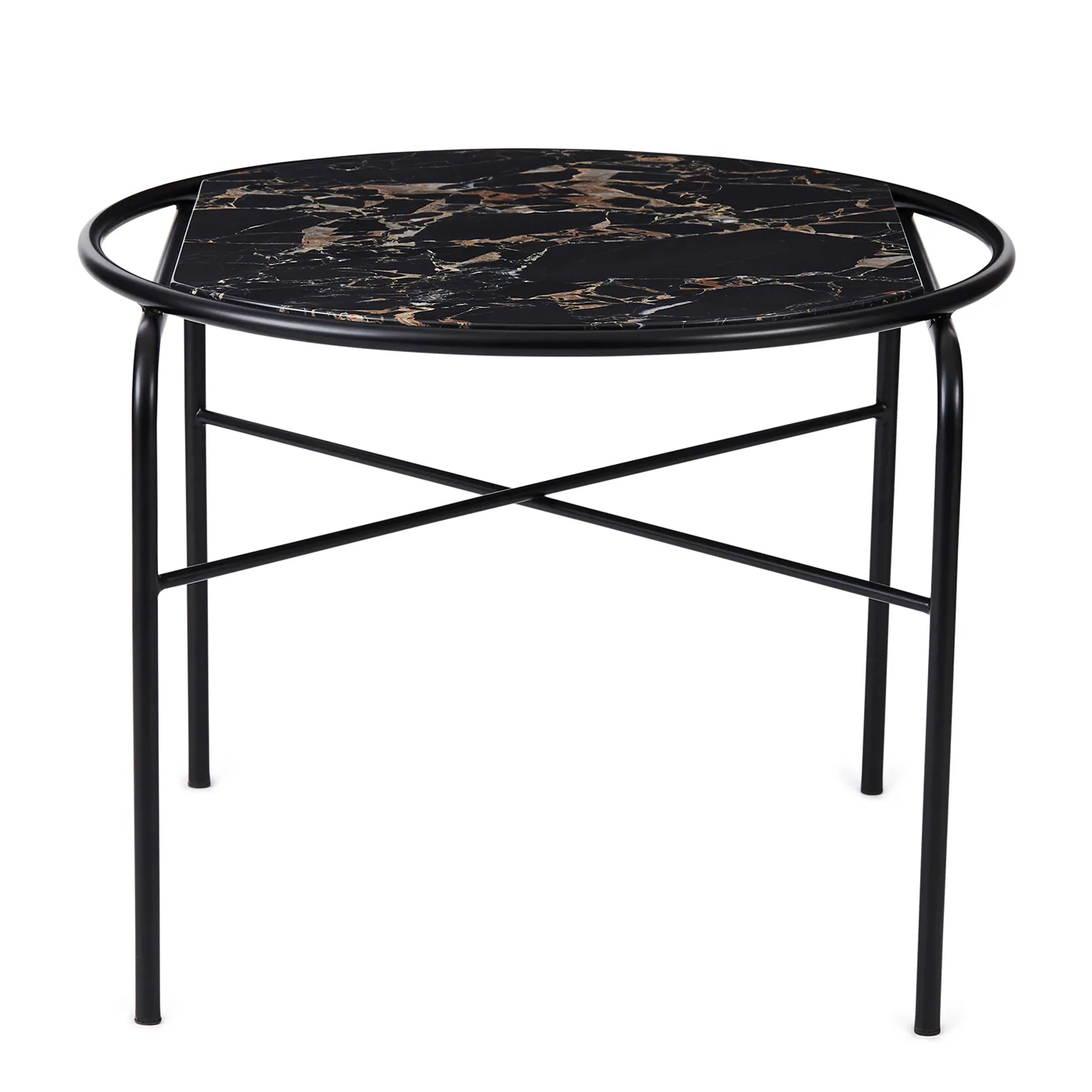 Secant soffbord marmor Ø60 cm, Black-gold Warm Nordic