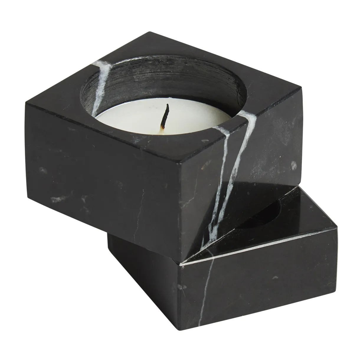 Jeu de dés 1 ljushållare marmor, Svart Woud