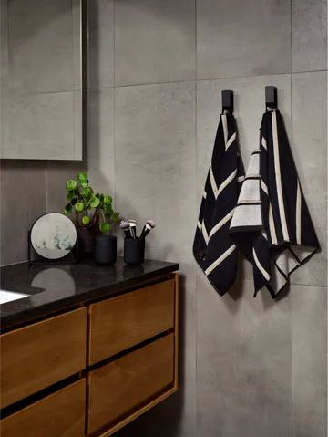 Sauna Handduk - Black-soft grey-camel, 50x100 cm - Zone Denmark