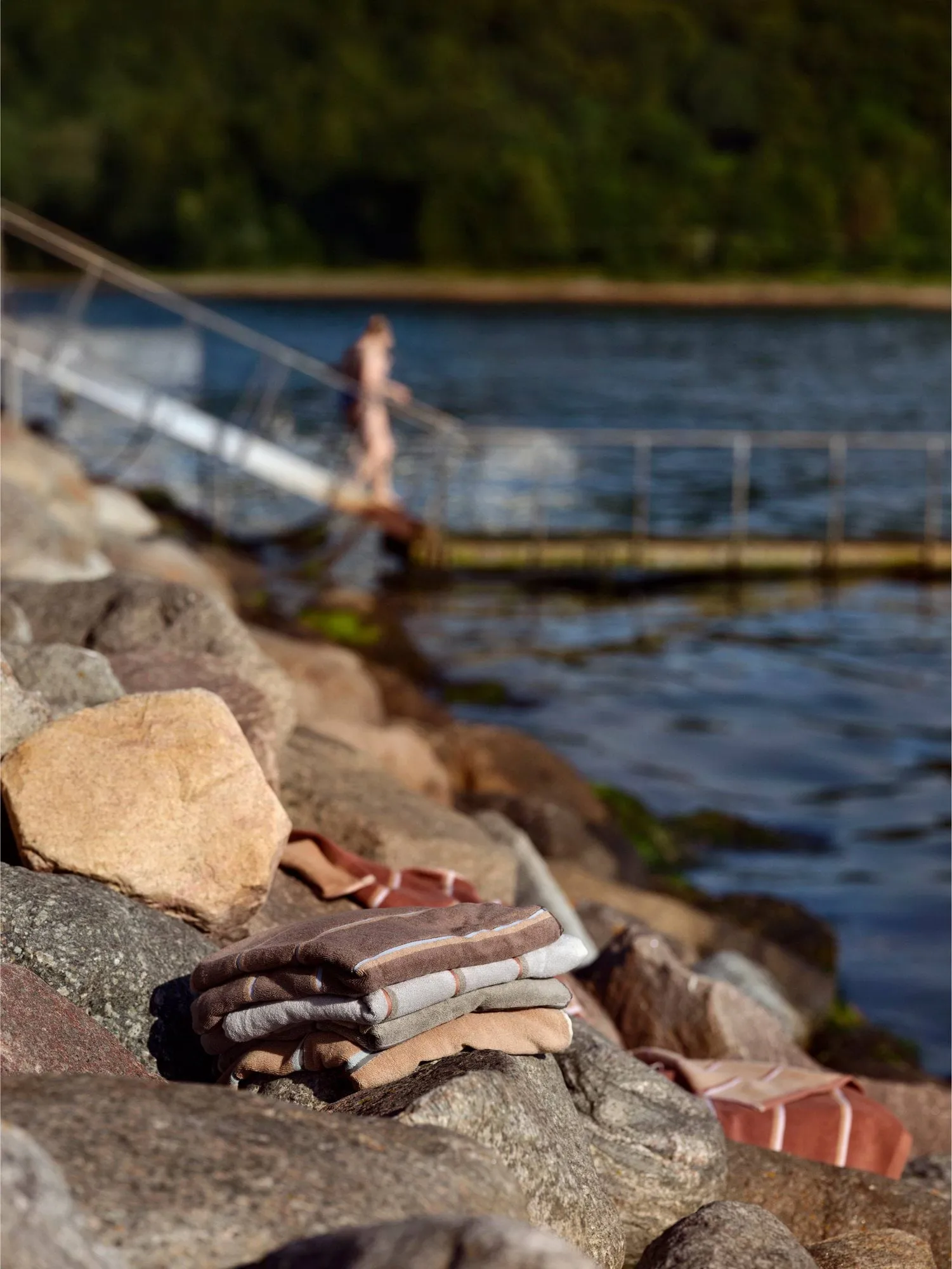 Sauna Handduk, Soft grey-eucalyptus-terracotta, 70x140 cm Zone Denmark